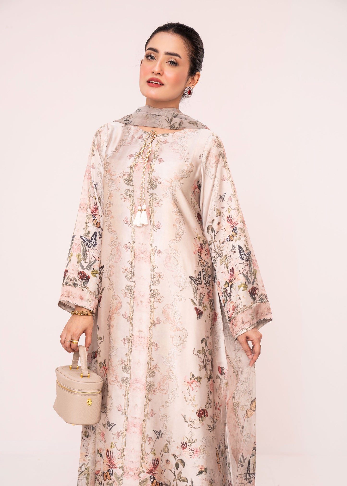 Ivory Bloom Grace Kameez With  Dupatta Set