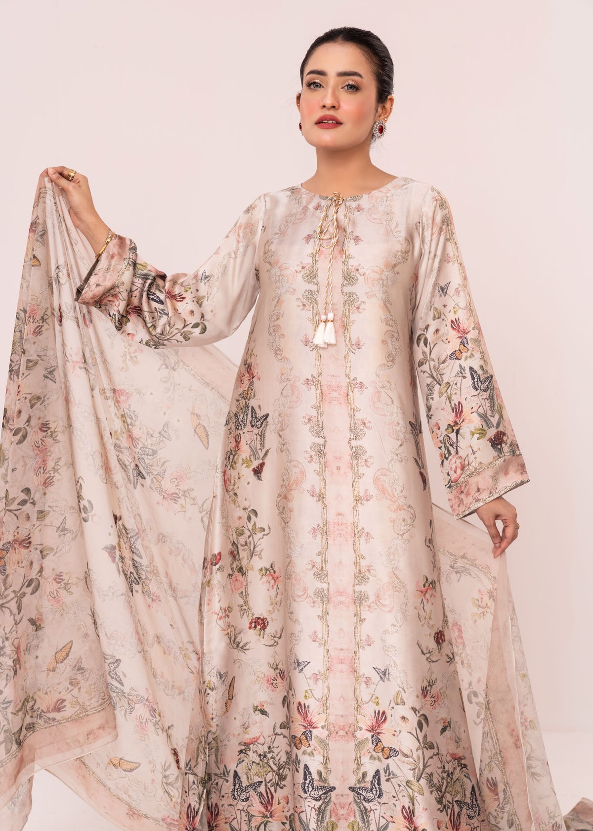 Ivory Bloom Grace Kameez With  Dupatta Set