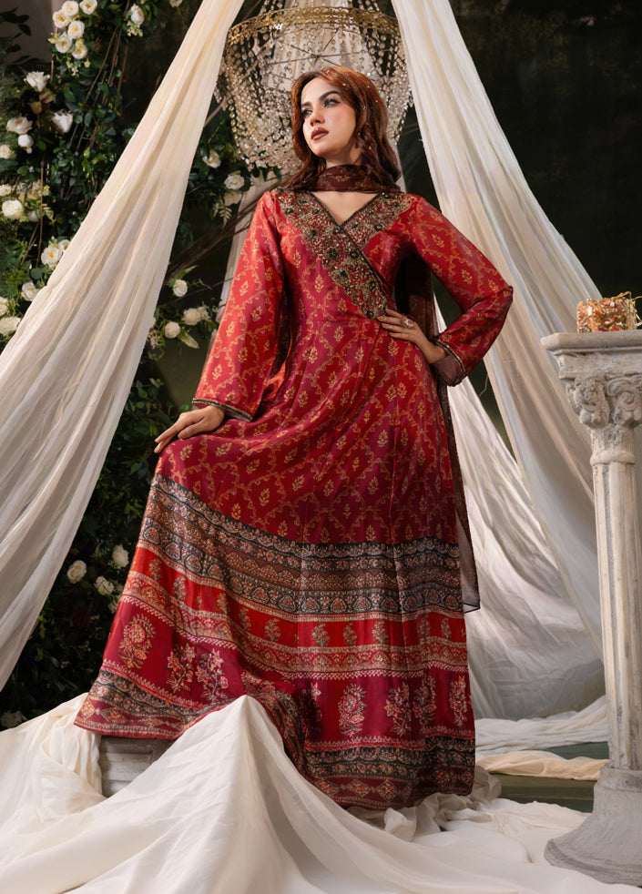 Crimson Royale Gown With  Dupatta Set