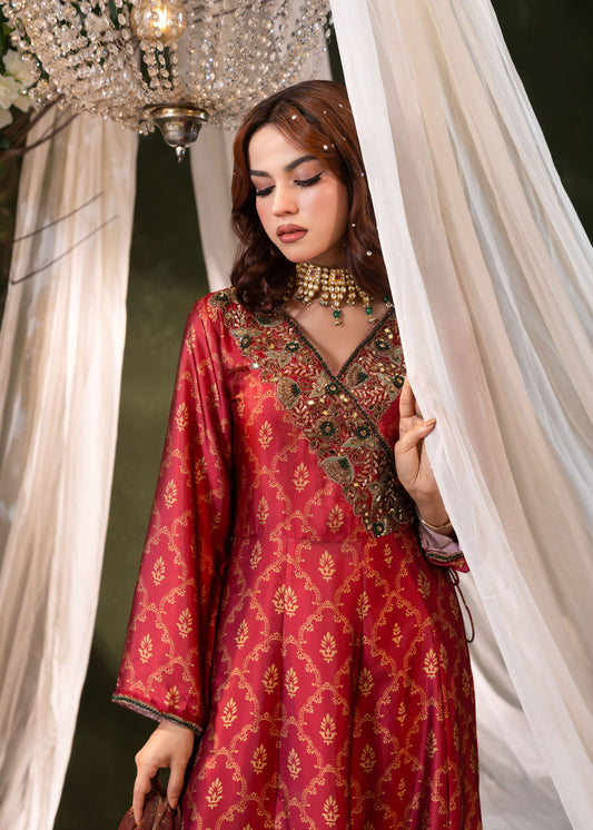 Crimson Royale Gown With  Dupatta Set