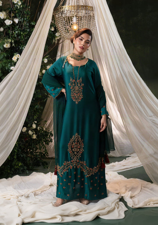Teal Royale Kameez And Pant Set