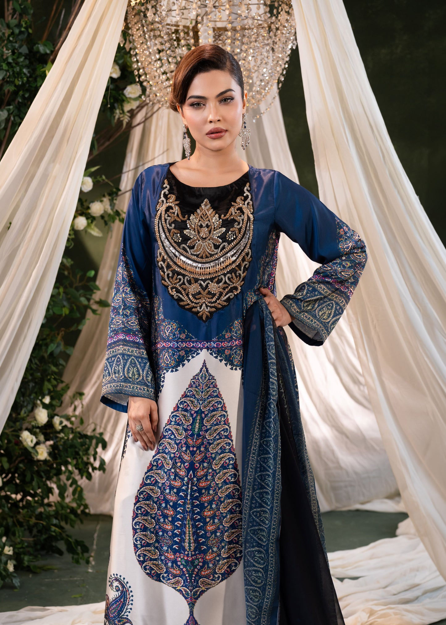 Regal Allure Kameez And Orna Set