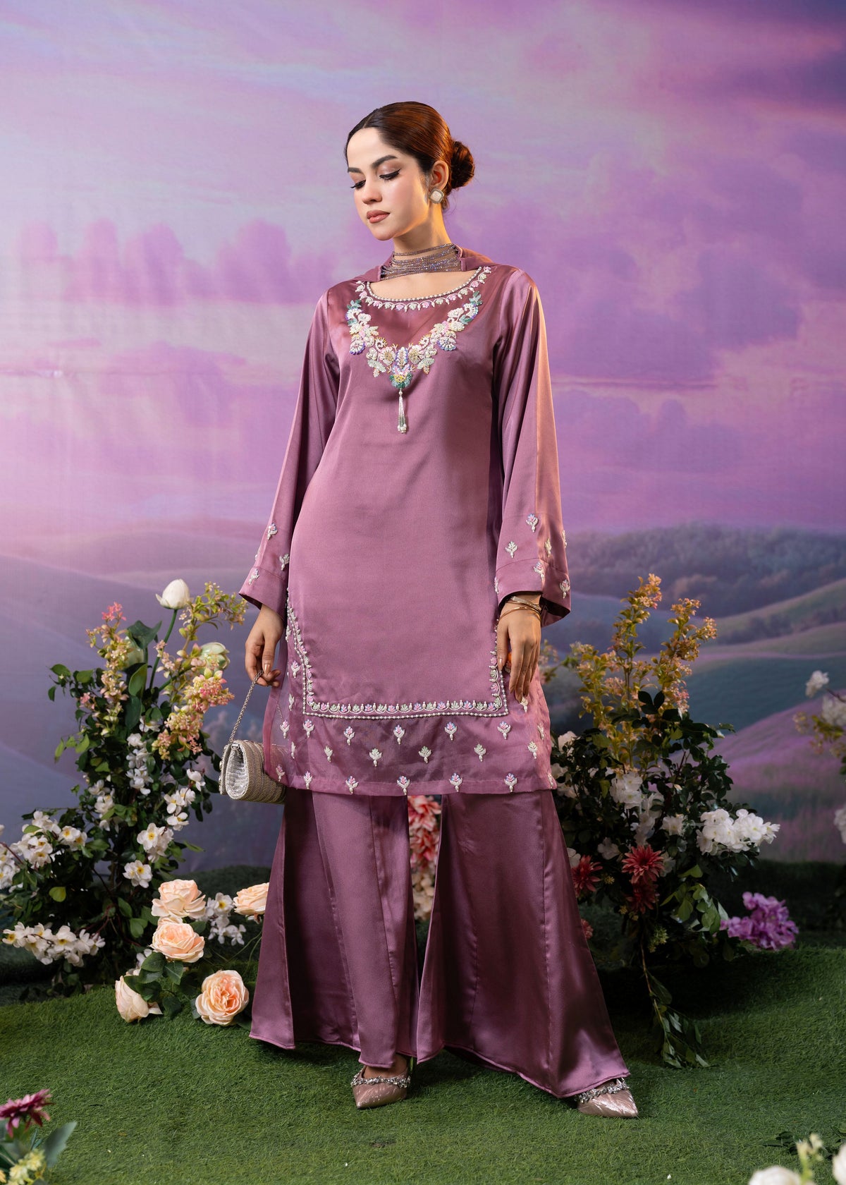 Mauve Bloom Three-Piece Set