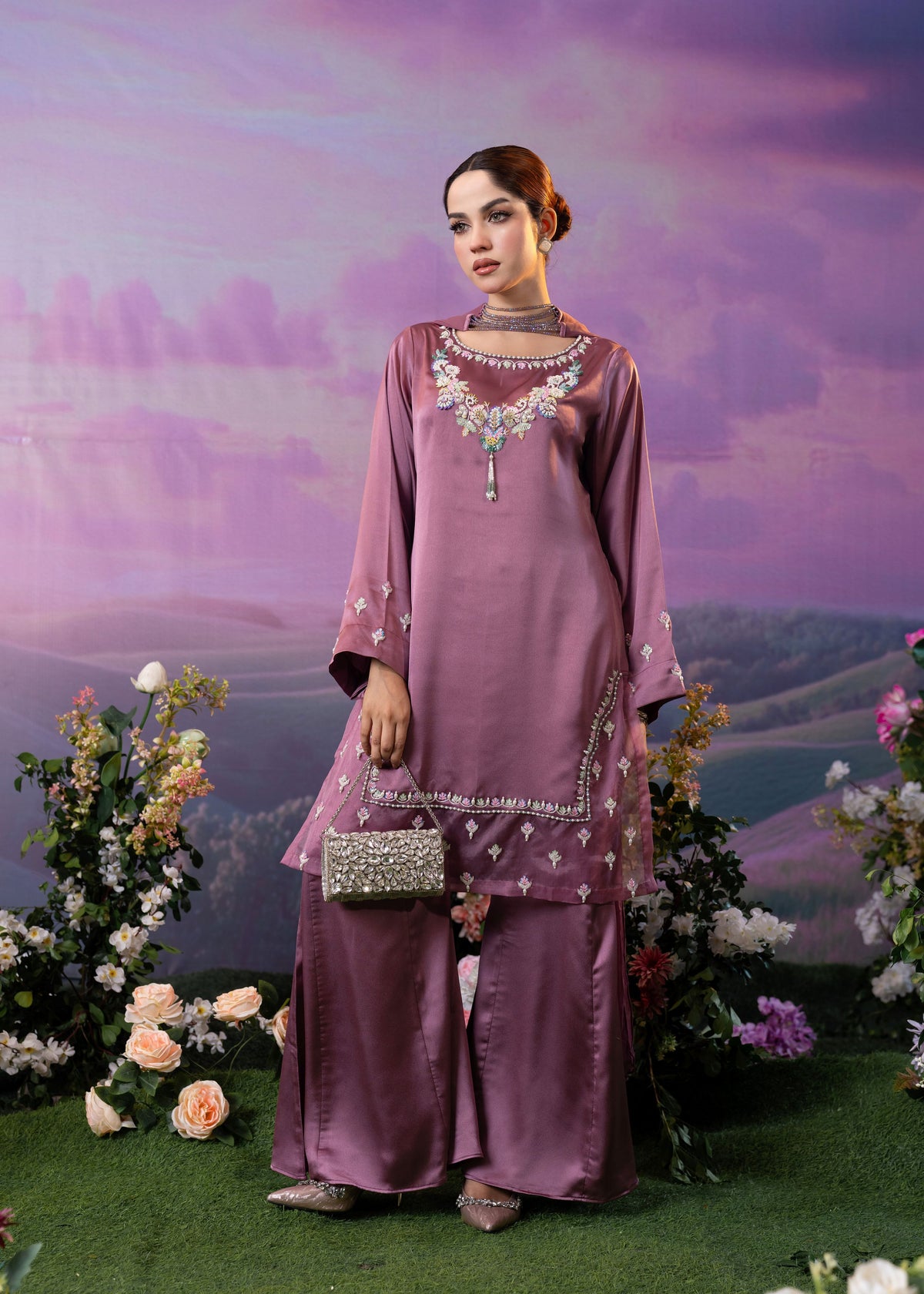 Mauve Bloom Three-Piece Set