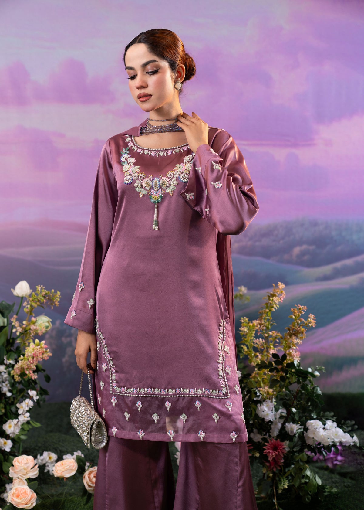 Mauve Bloom Three-Piece Set