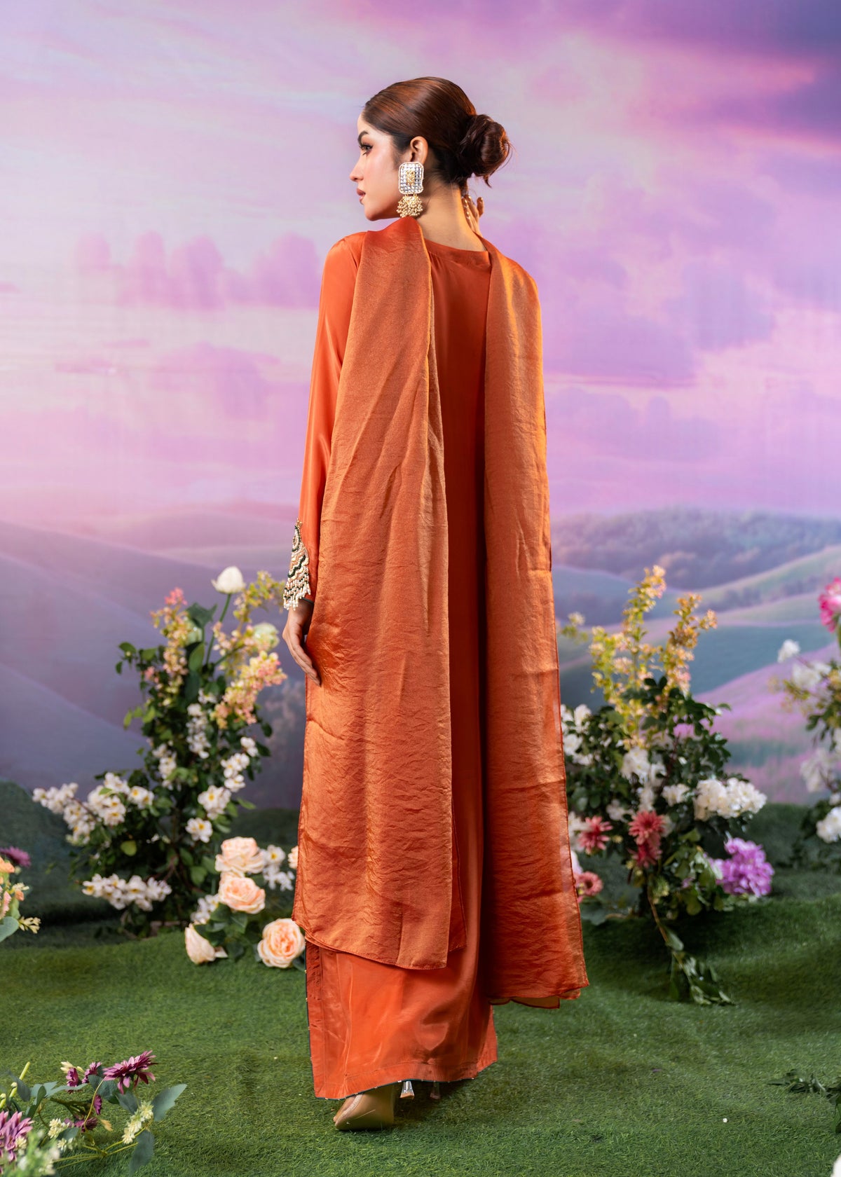 Burnt Orange Luxe Long Kameez