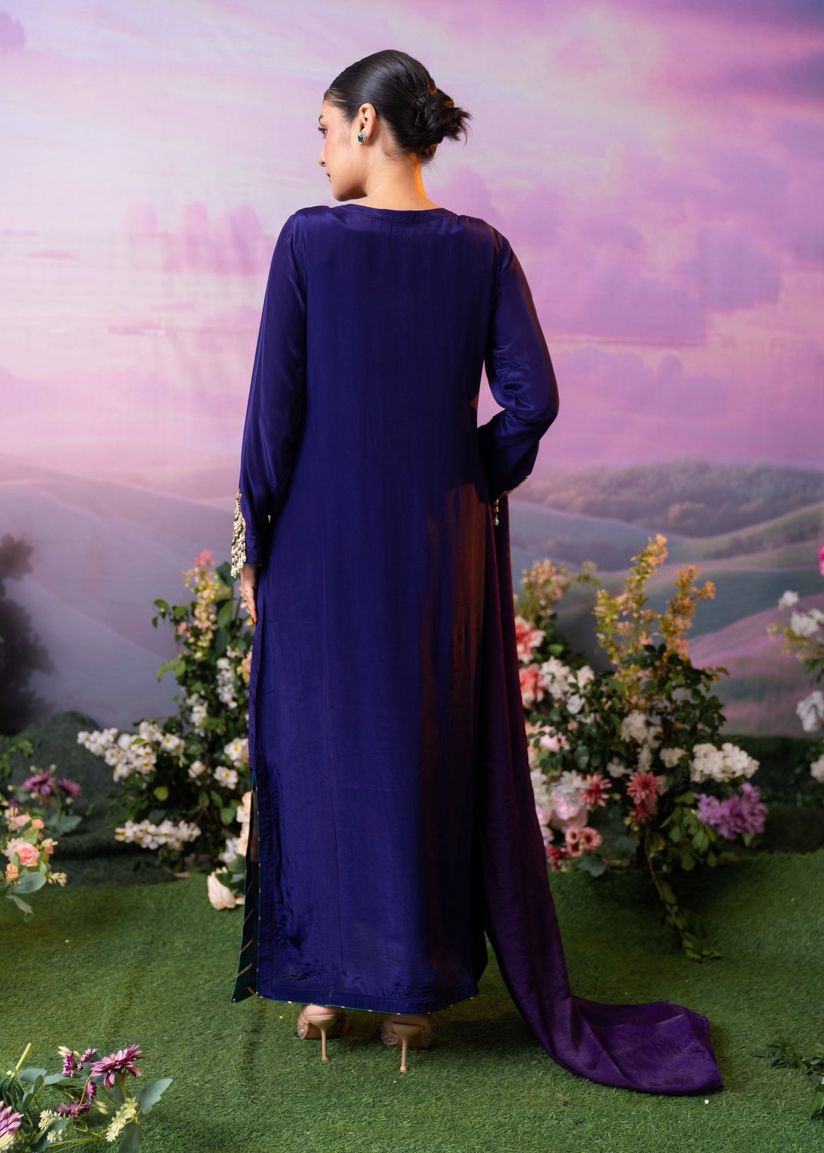 Royal Violet Ethnic Elegance Long Kameez