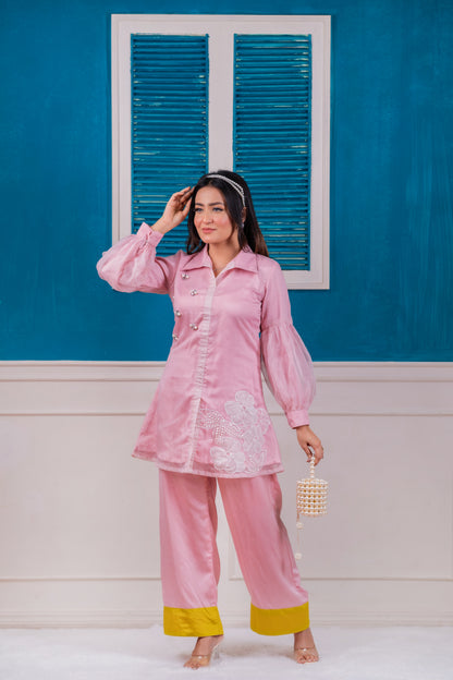 Elegant Pink Embroidered Set