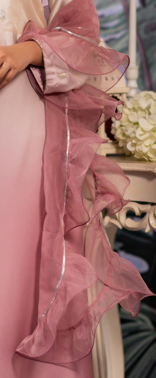 Blush Orchid Ruffled Dupatta
