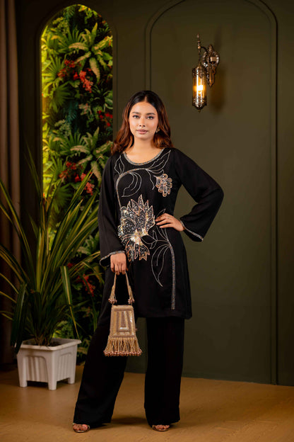 Midnight Bloom Karchupi Co-Ord