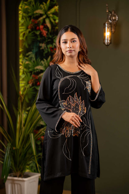 Midnight Bloom Karchupi Co-Ord