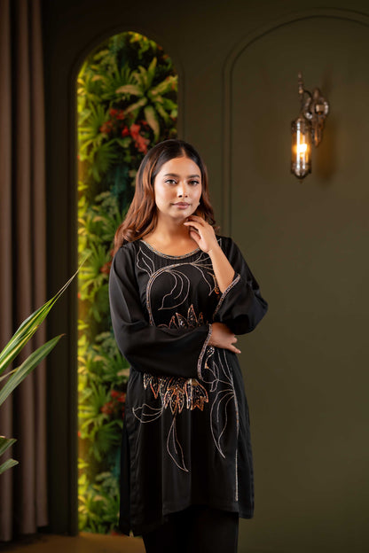 Midnight Bloom Karchupi Co-Ord