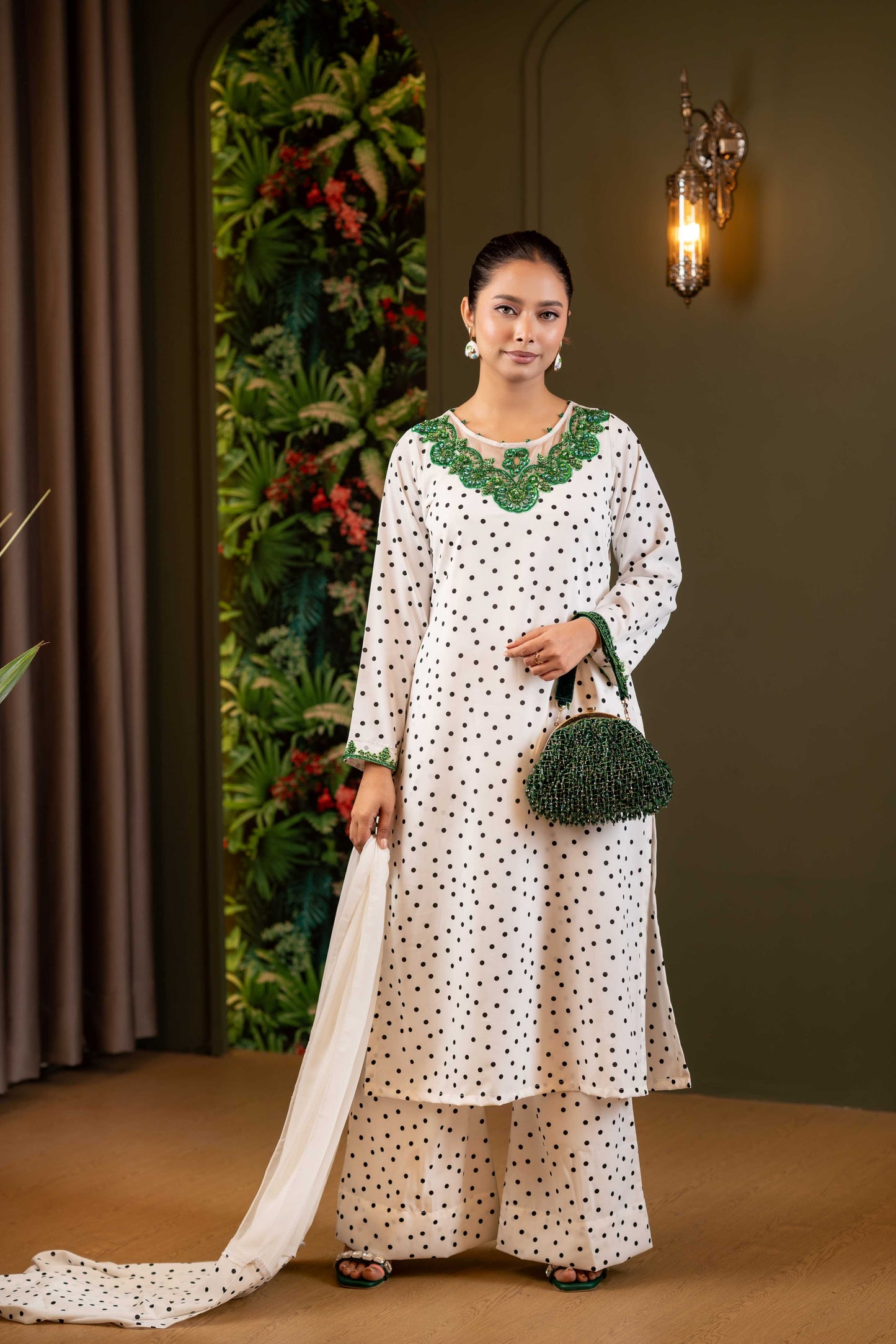 Ivory Charm Polka Shalwar Kameez