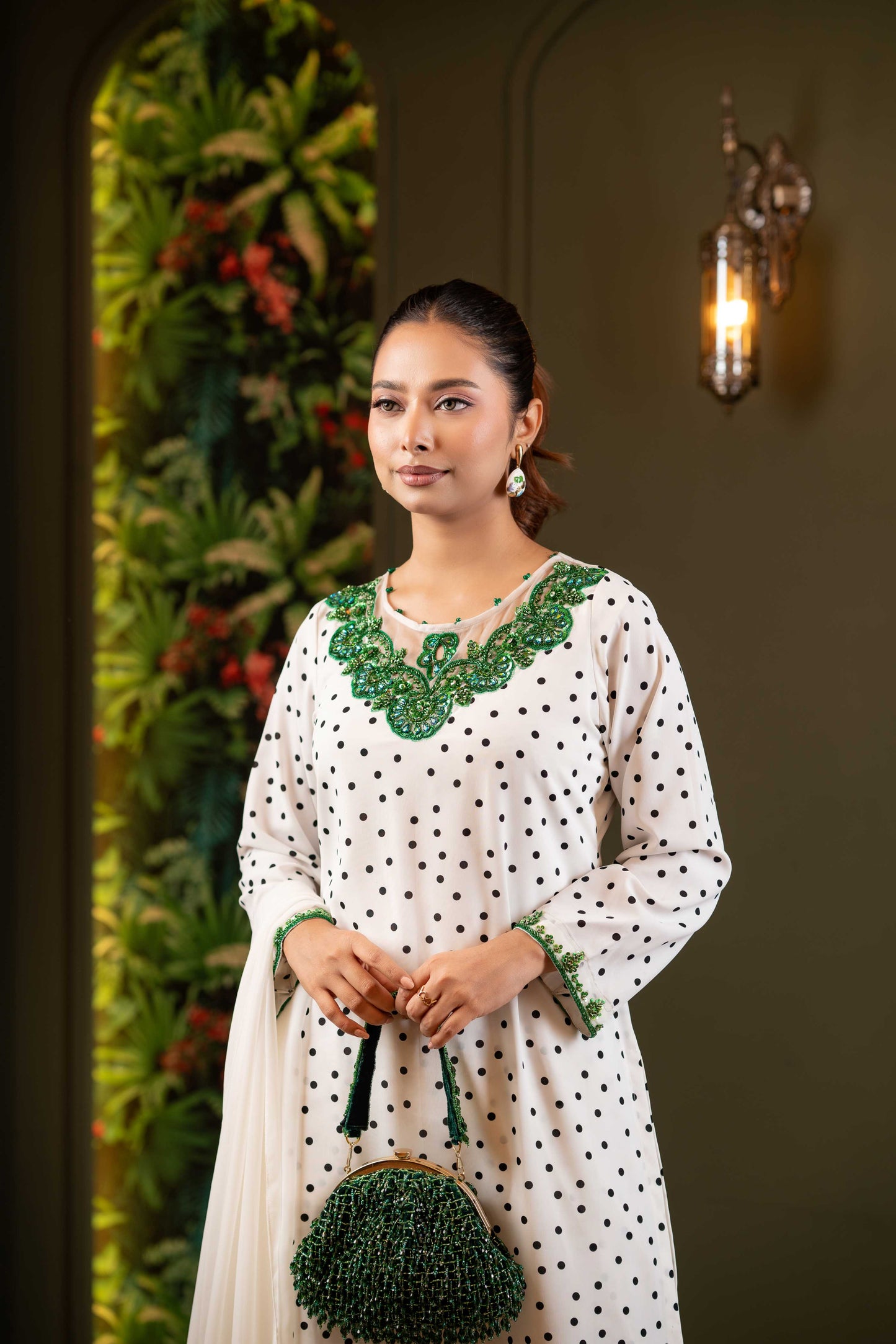 Ivory Charm Polka Shalwar Kameez