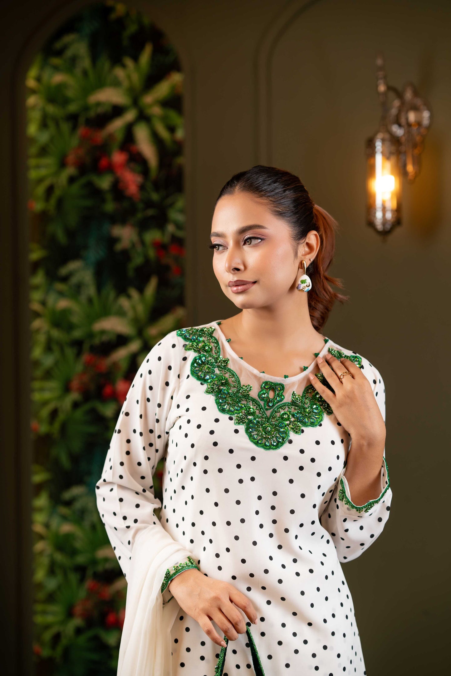 Ivory Charm Polka Shalwar Kameez