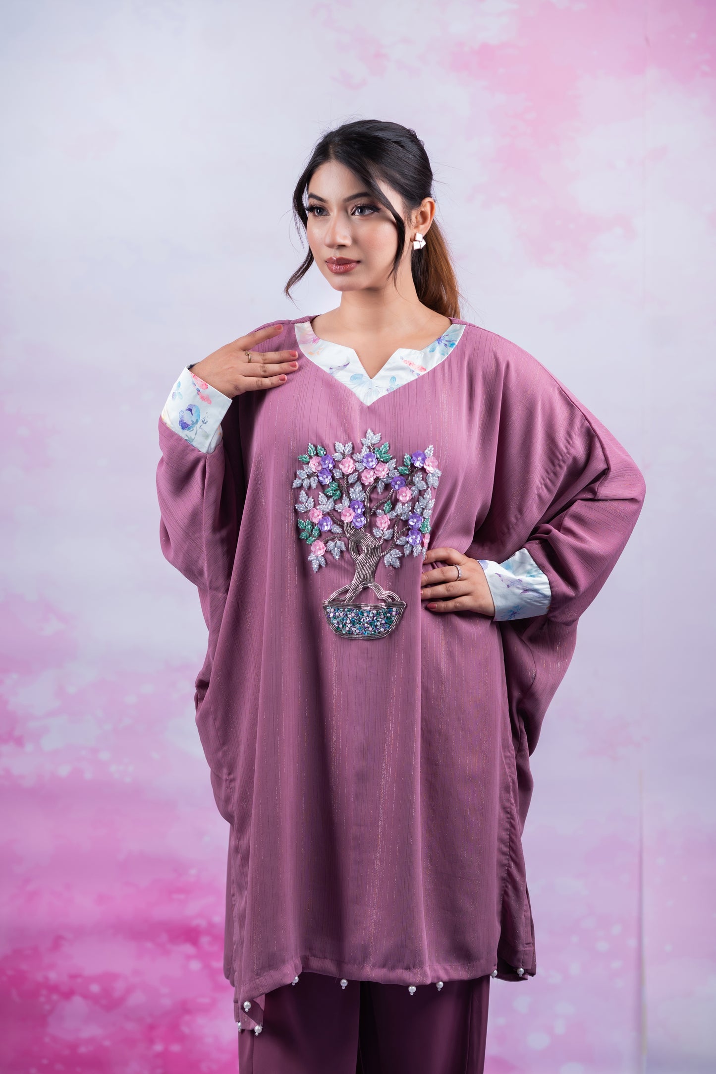 Blossom Embroidered Tunic Set