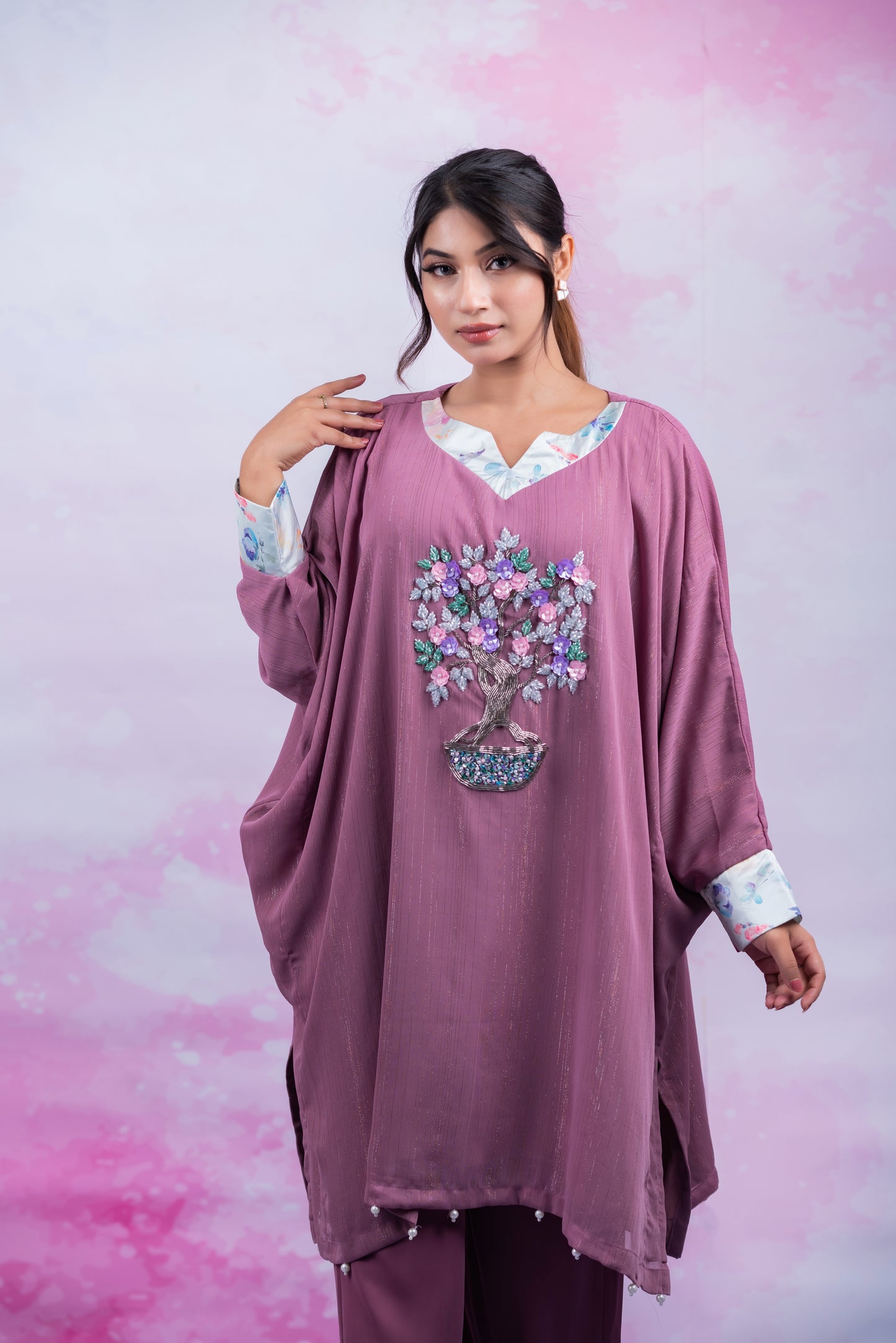 Blossom Embroidered Tunic Set