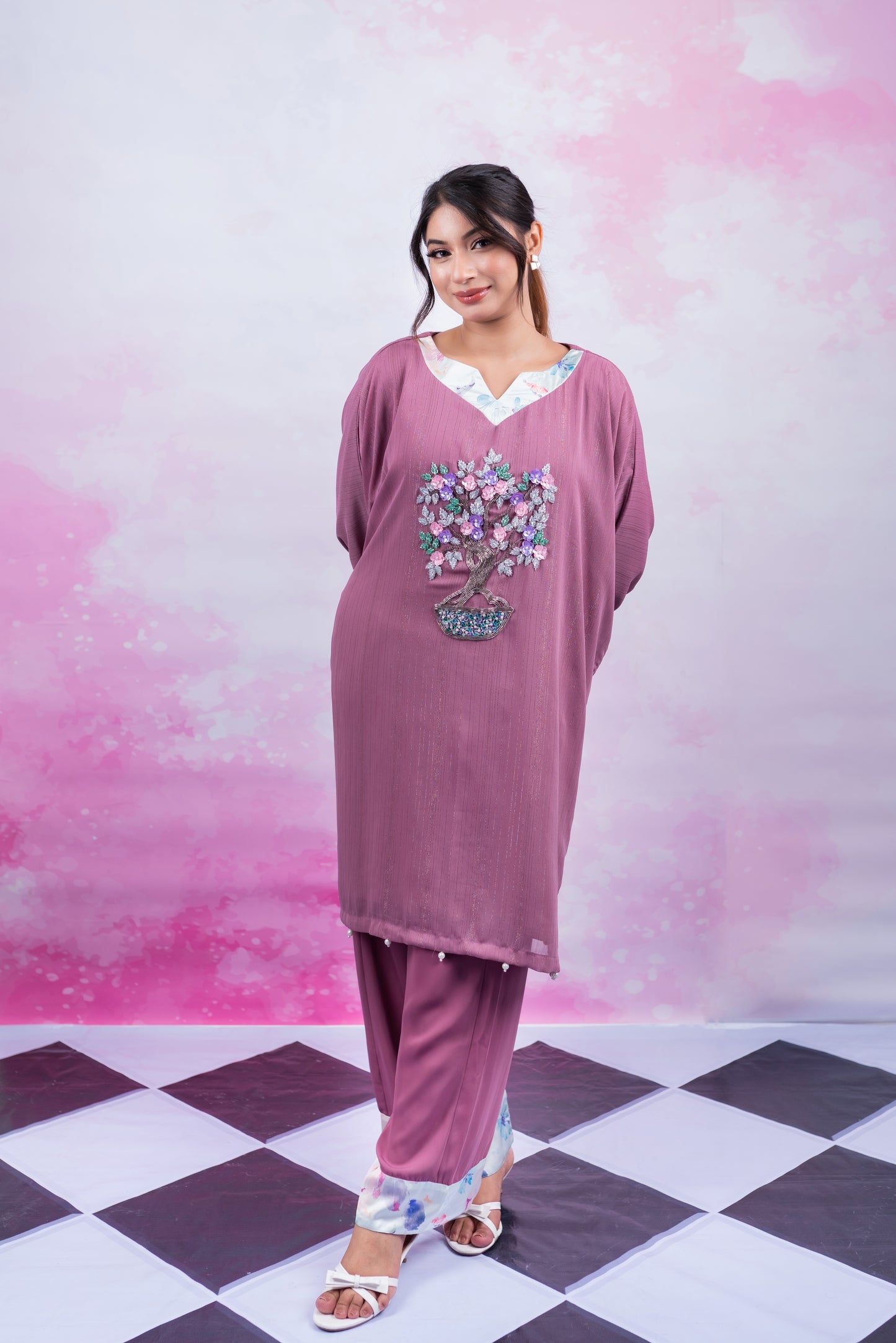 Blossom Embroidered Tunic Set