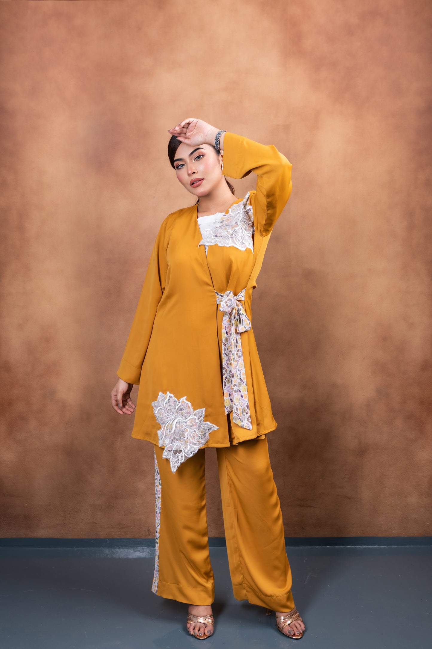 Mustard Embroidered Ensemble