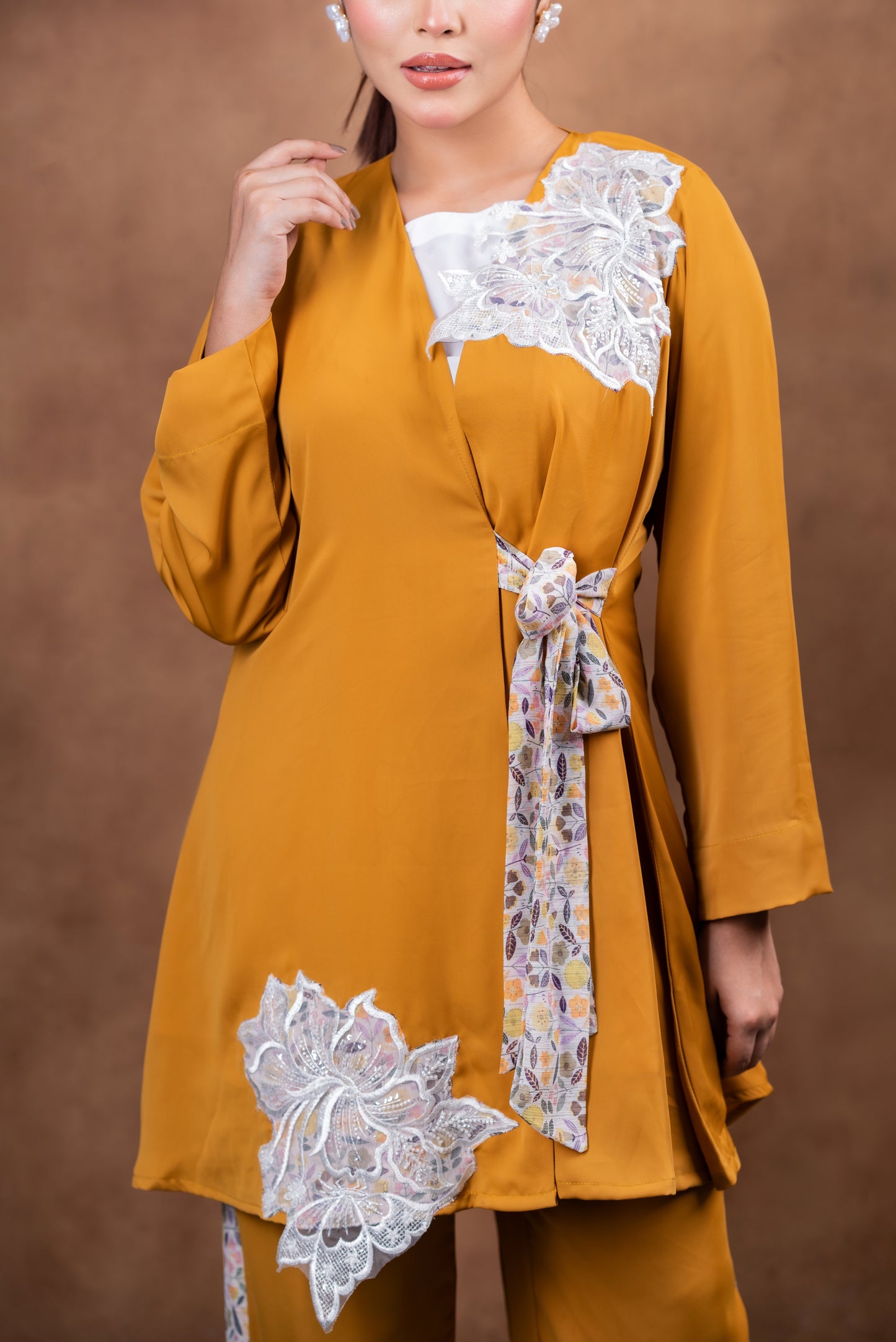 Mustard Embroidered Ensemble