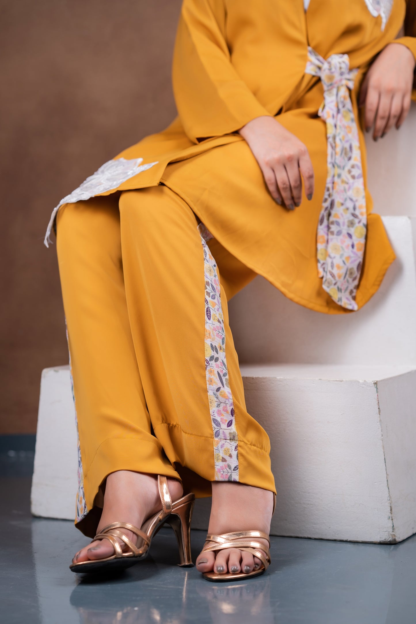 Mustard Embroidered Ensemble