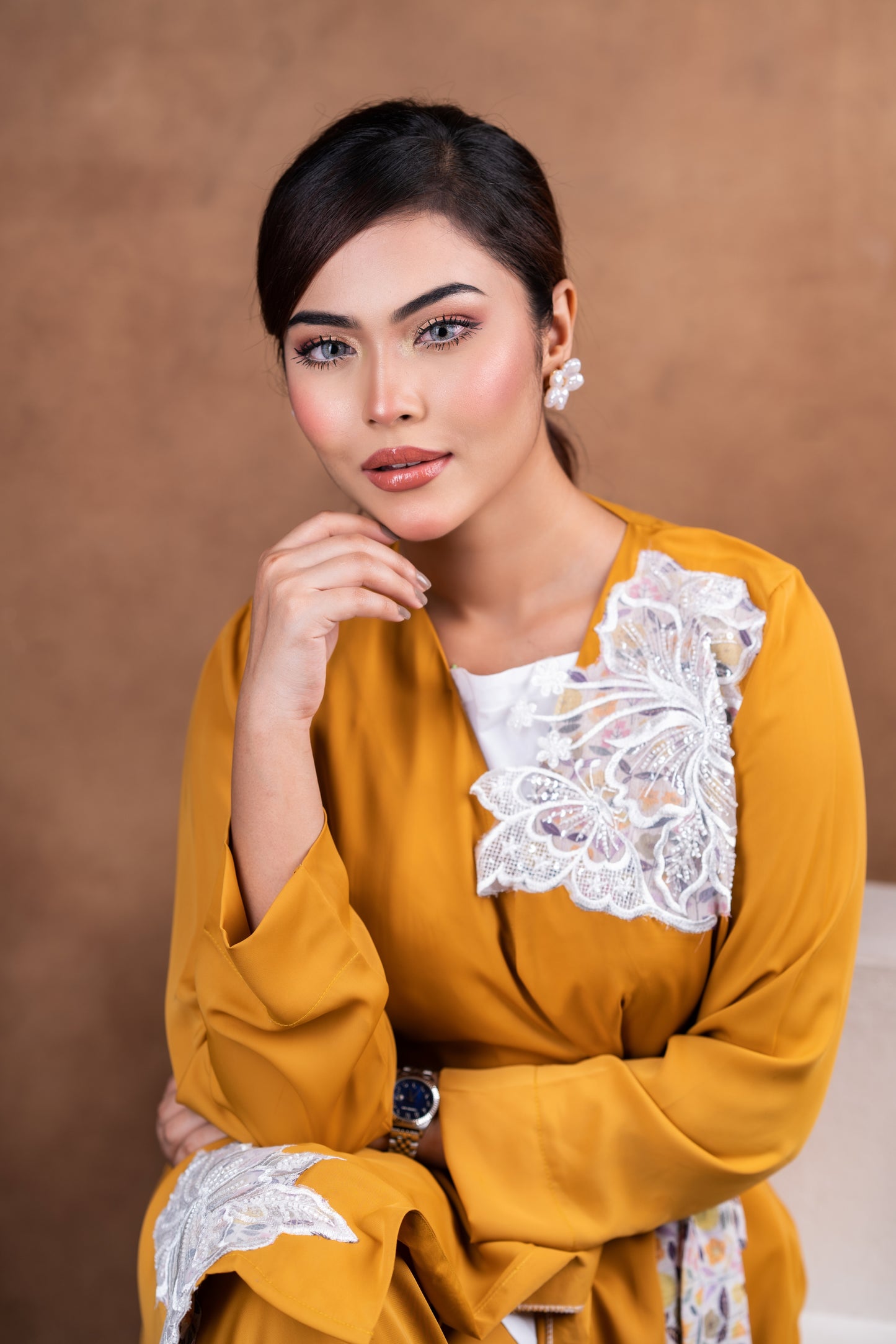 Mustard Embroidered Ensemble