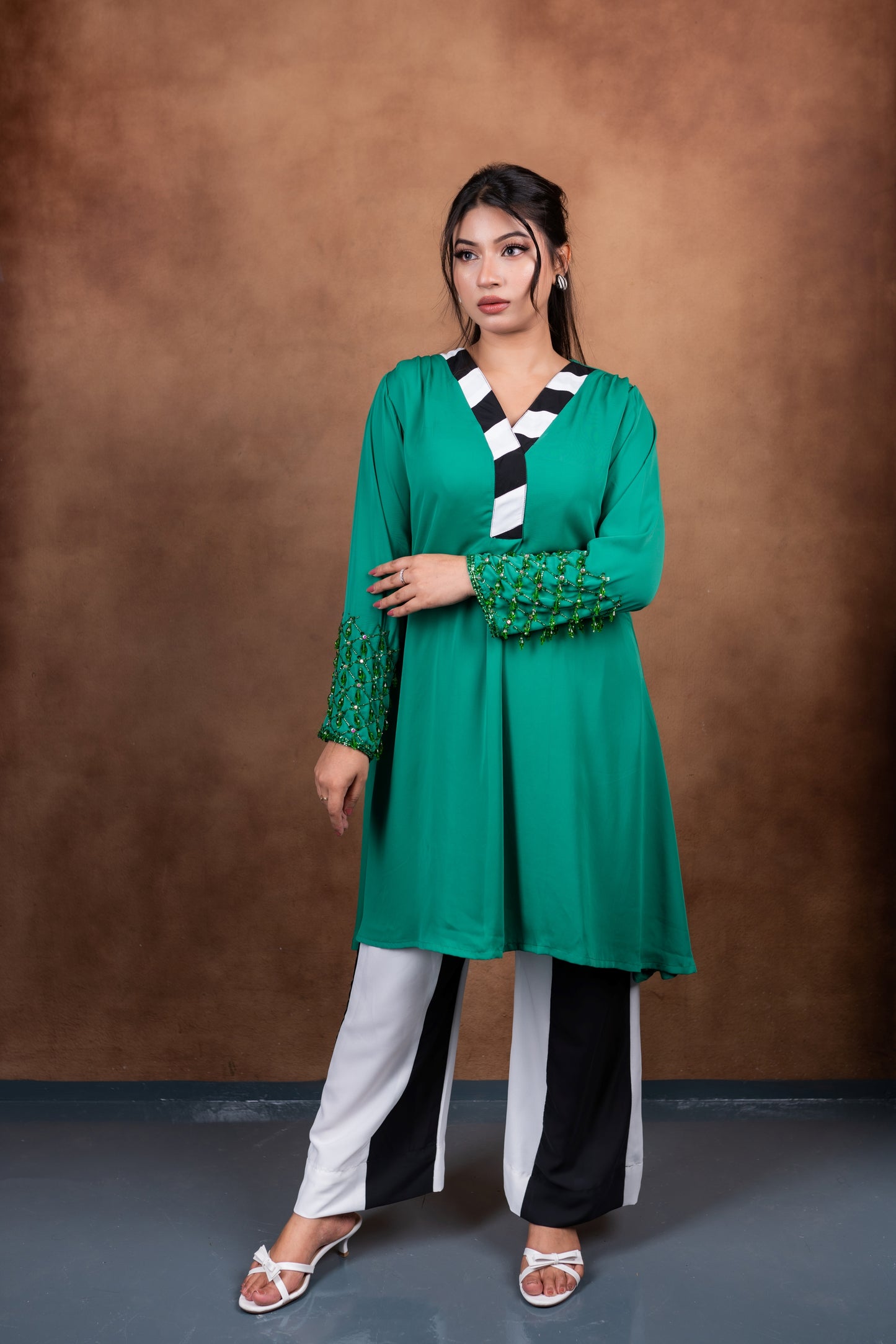 Emerald Beaded Sleeve Co-Ord