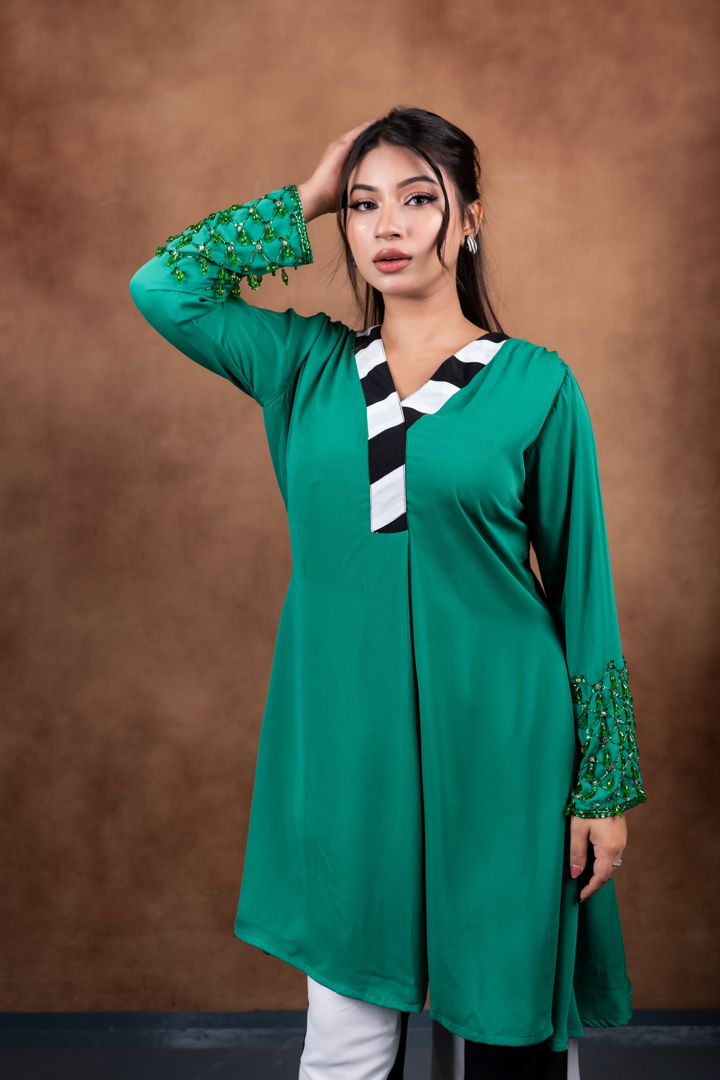 Emerald Beaded Sleeve Co-Ord