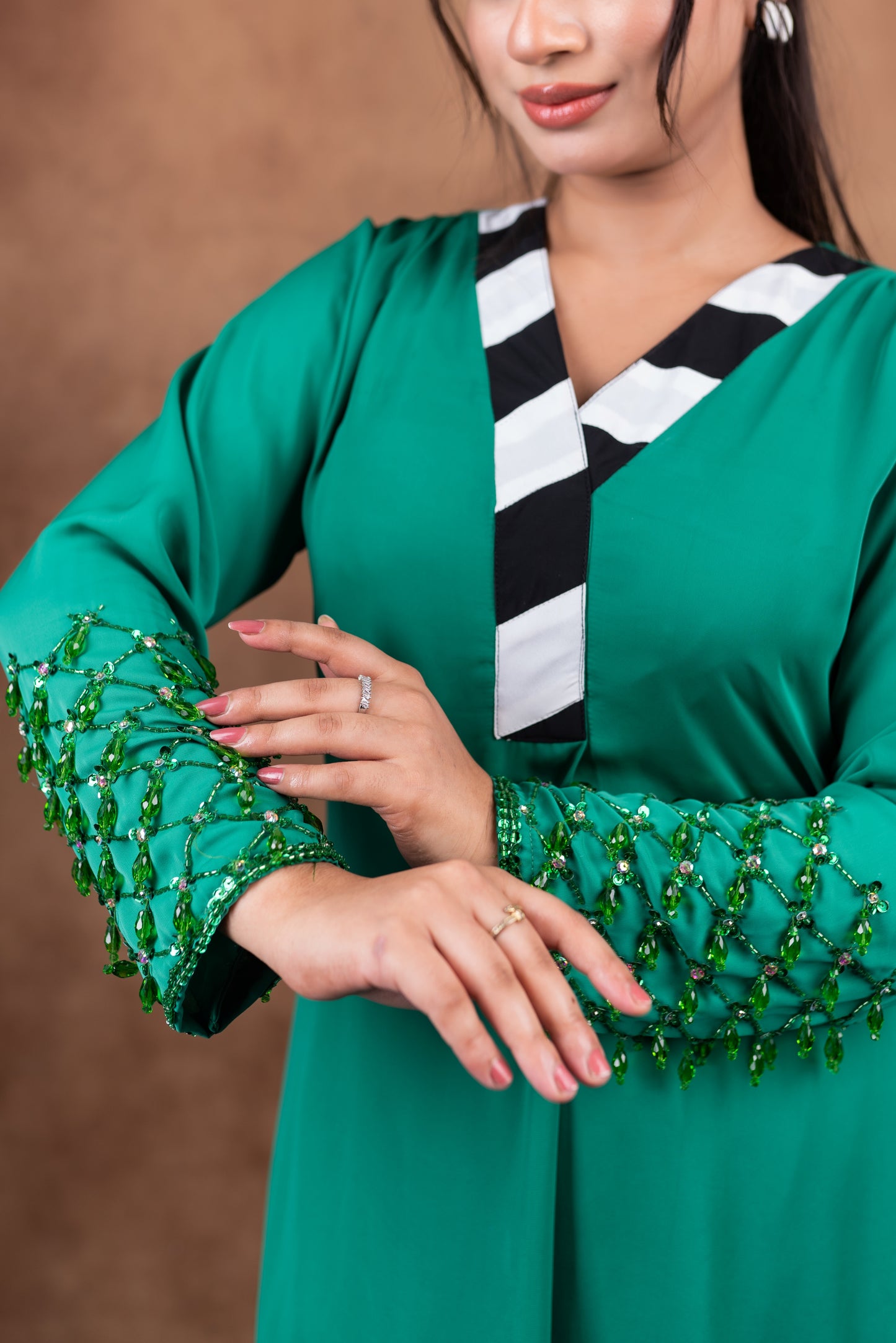 Emerald Beaded Sleeve Co-Ord