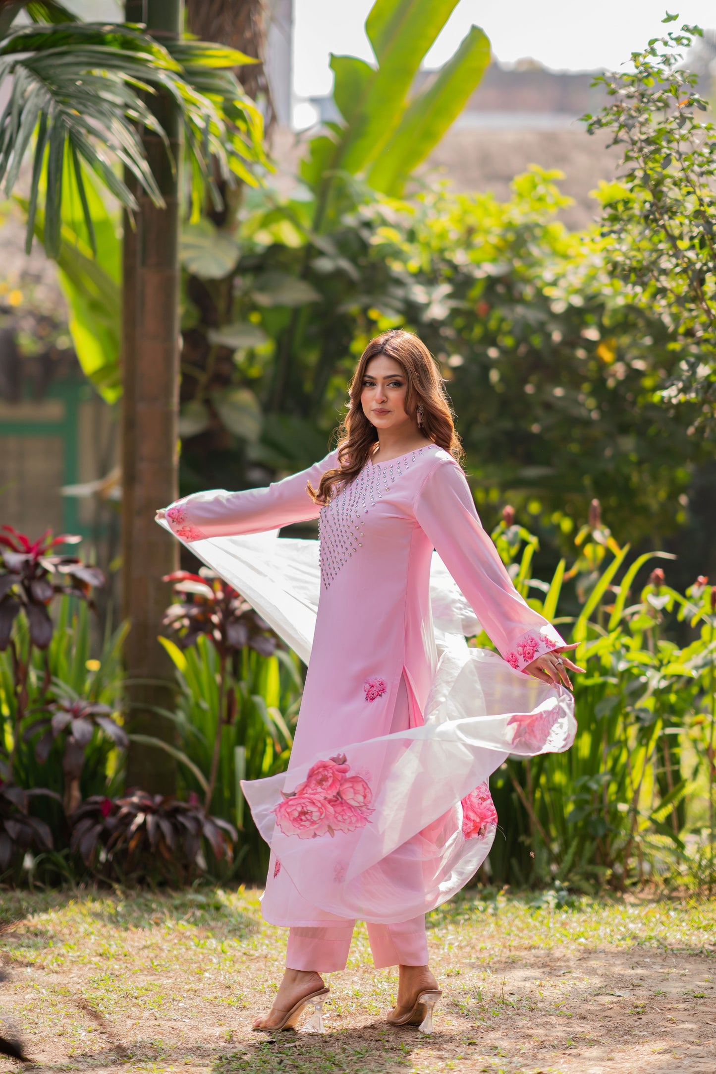 Rose Quartz Bloom Ensemble Three Piece  set
