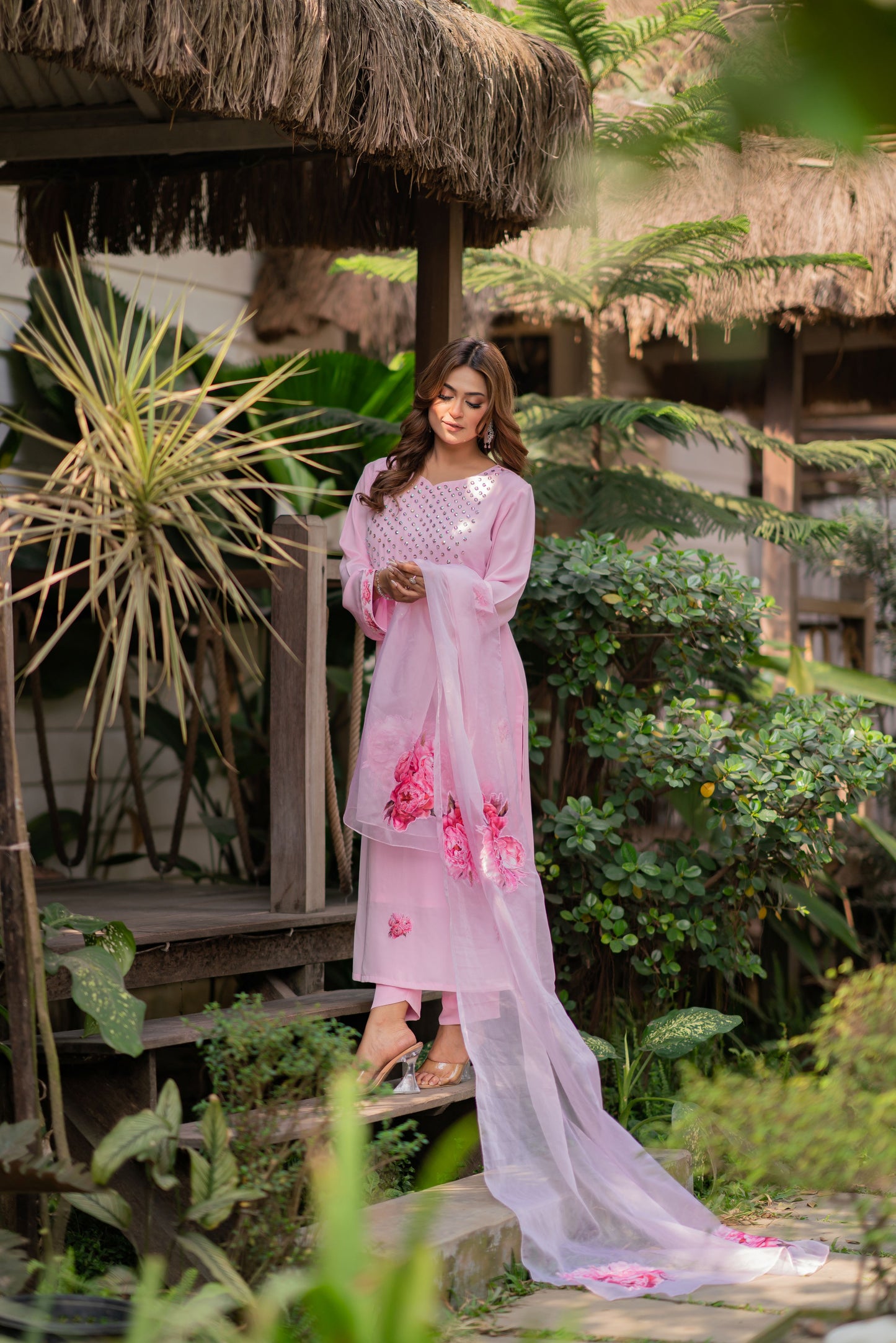 Rose Quartz Bloom Ensemble Three Piece  set