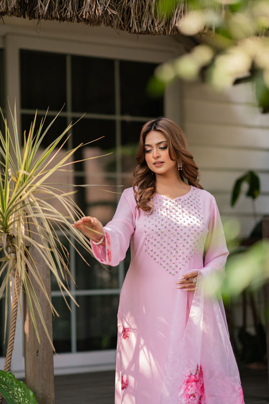 Rose Quartz Bloom Ensemble Three Piece  set