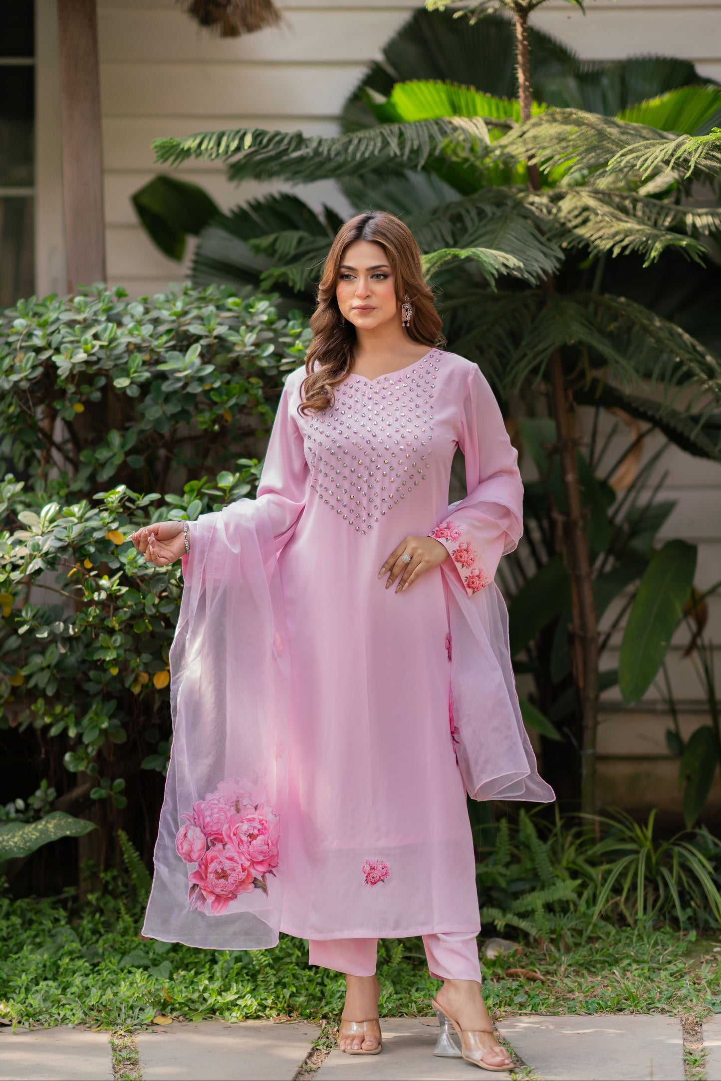 Rose Quartz Bloom Ensemble Three Piece  set
