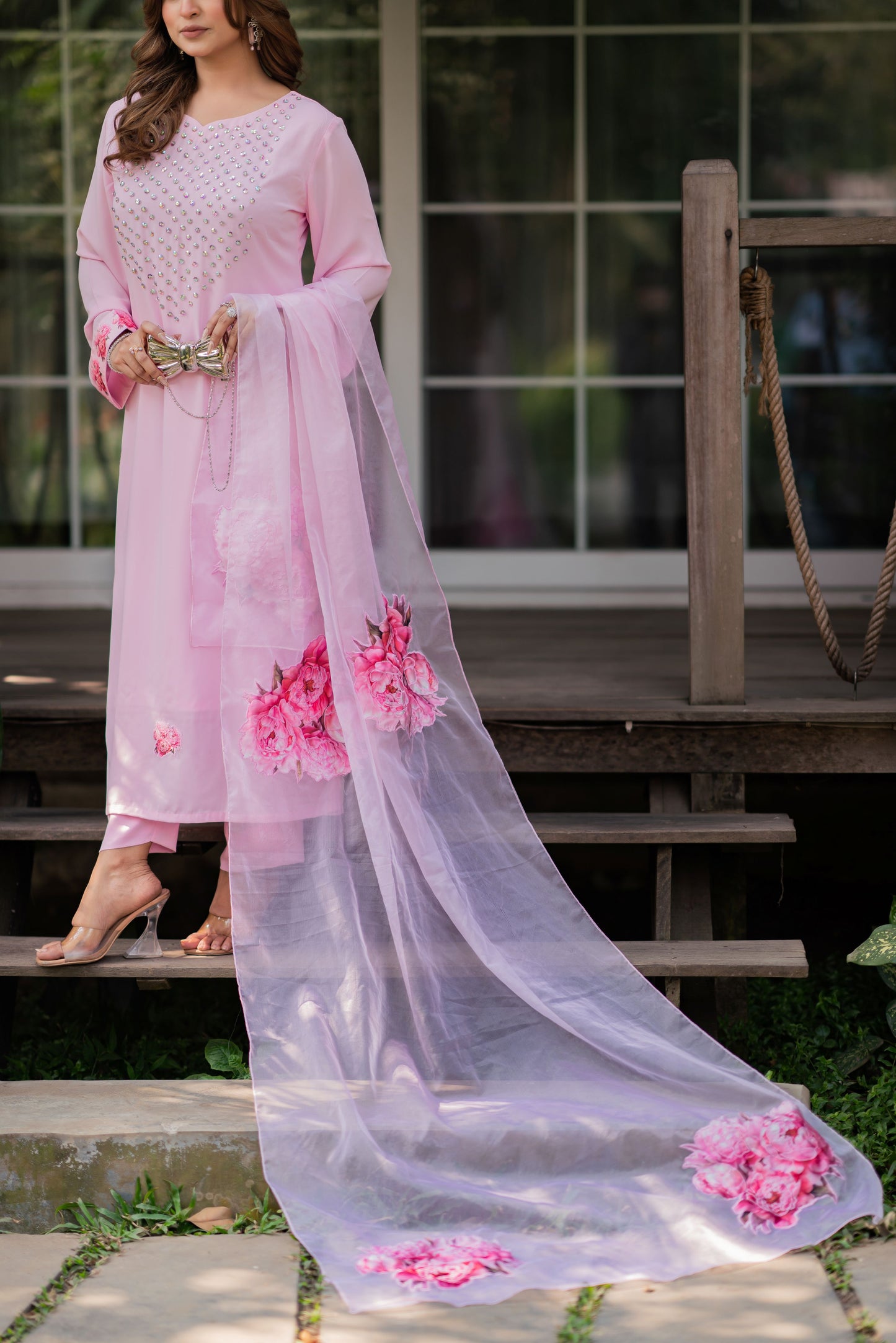 Rose Quartz Bloom Ensemble Three Piece  set