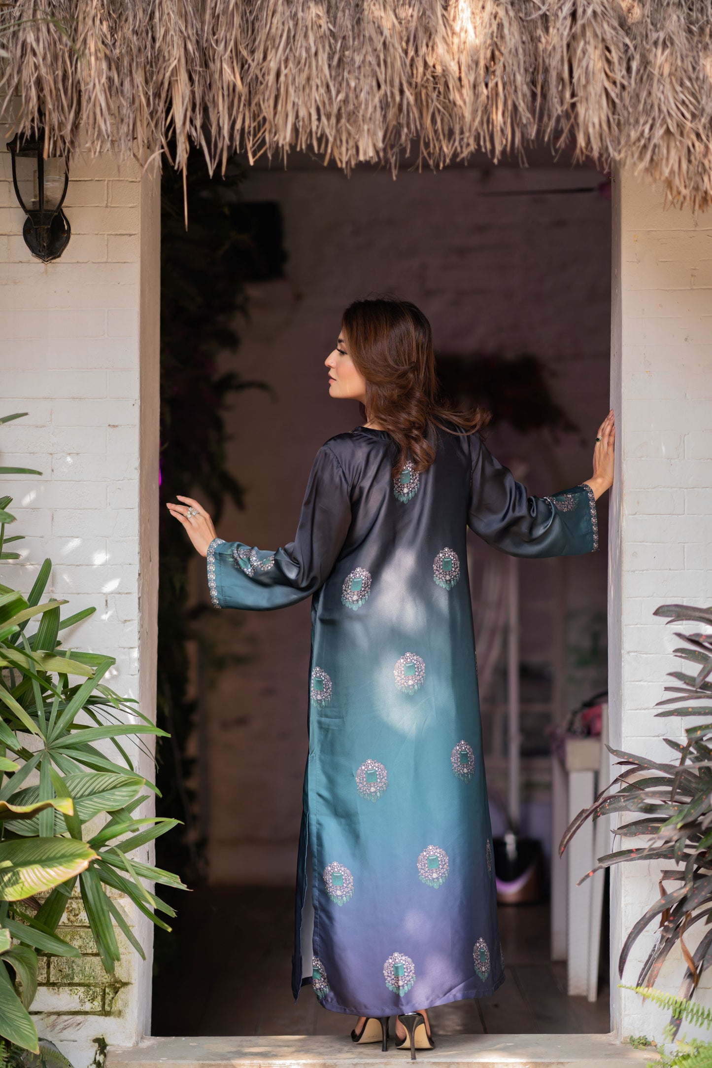 Emerald Dusk Embroidered Kameez And Pant Set