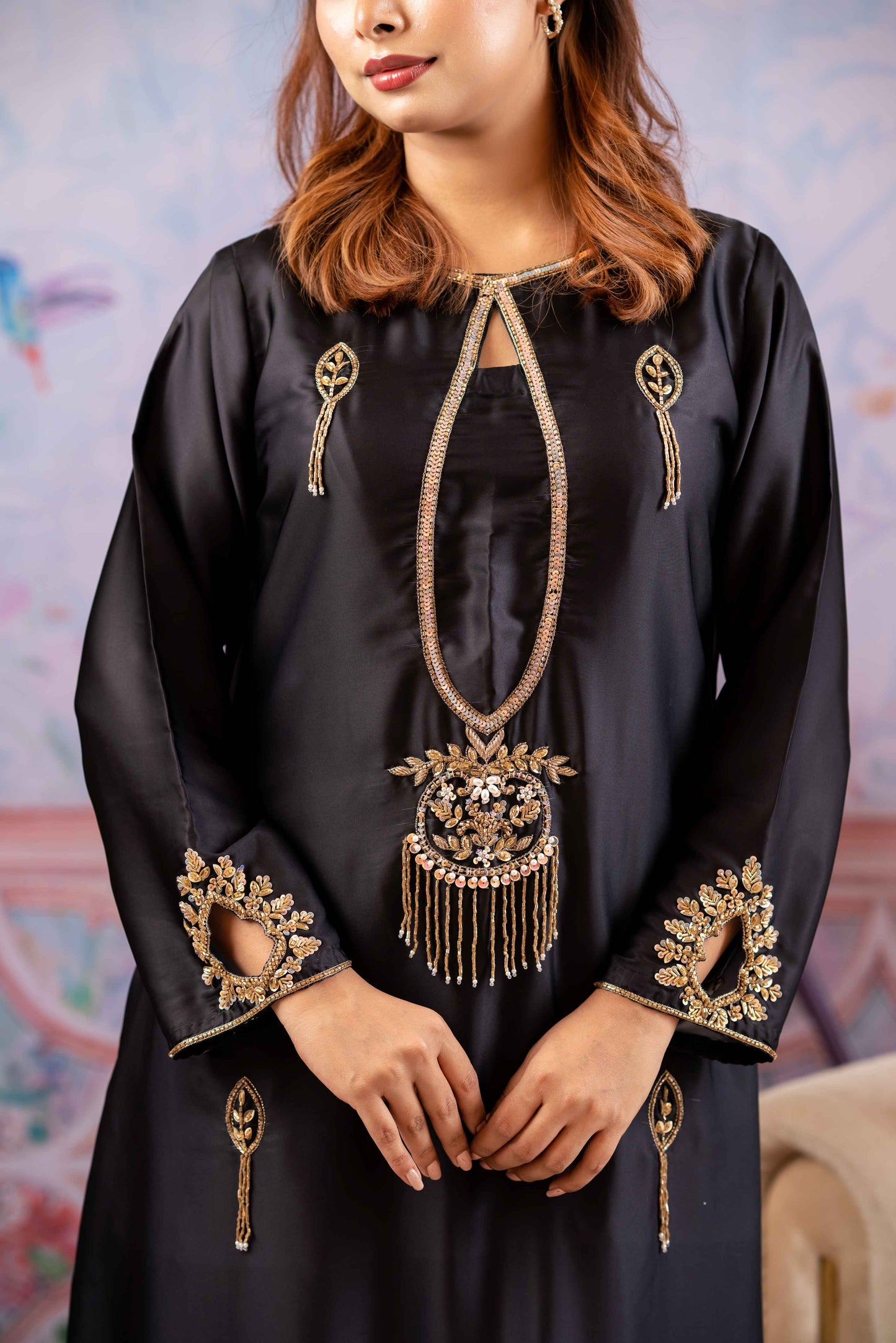 Black Ivory Ombre Zardozi Kameez