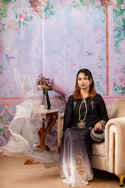 Black Ivory Ombre Zardozi Kameez