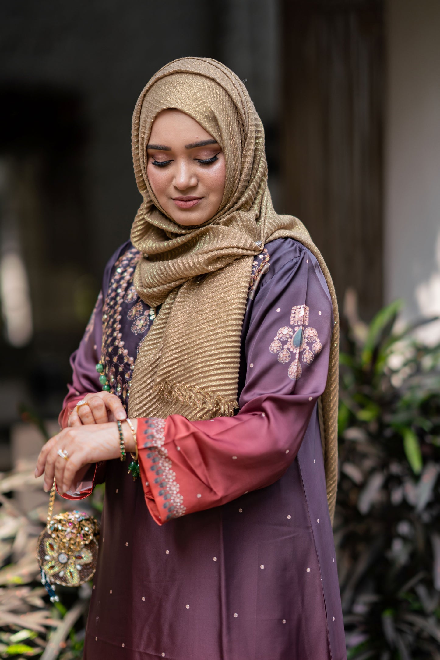 Rust Royale Long Embellished Kameez And Pant Set