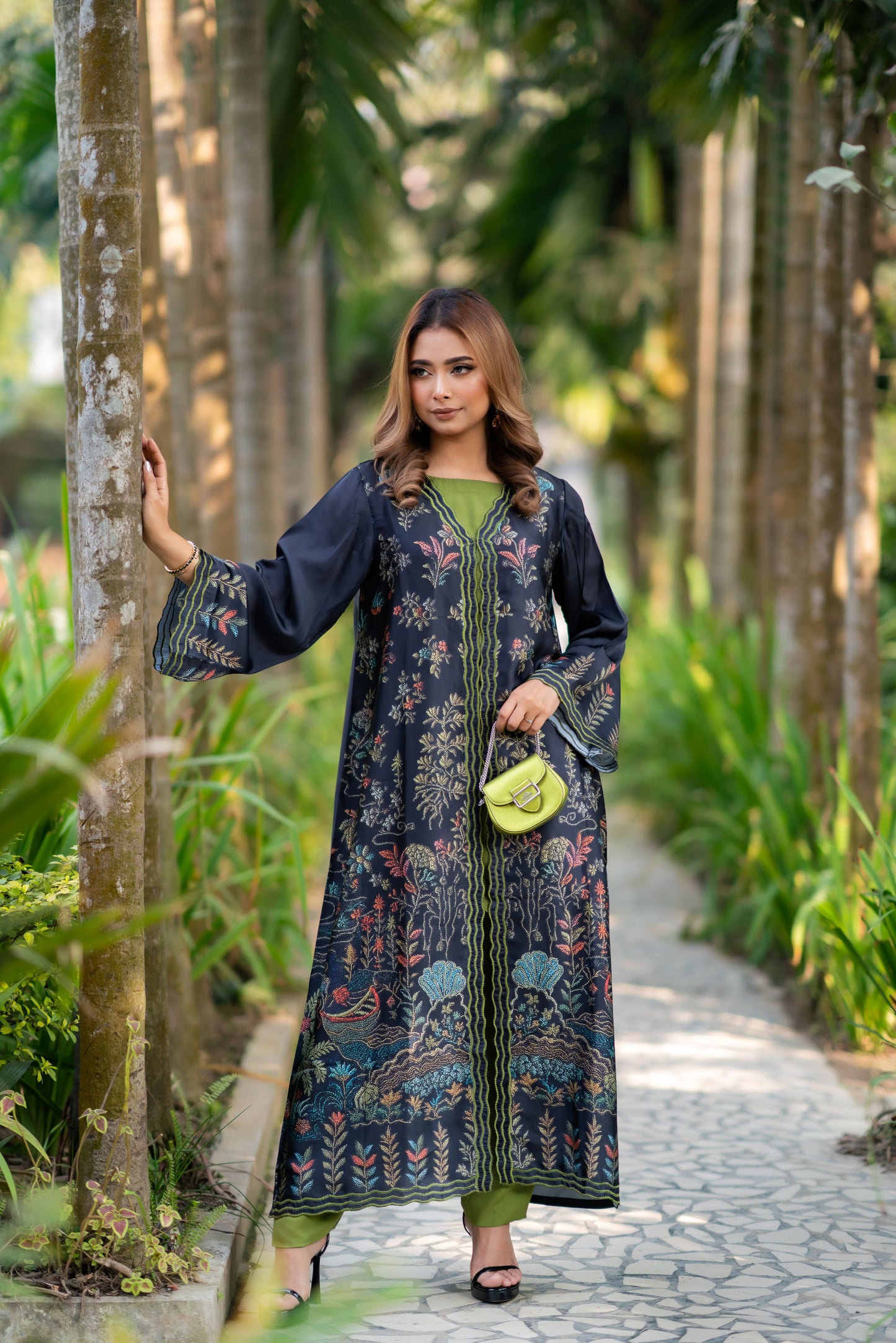 Midnight Garden Kurti Set