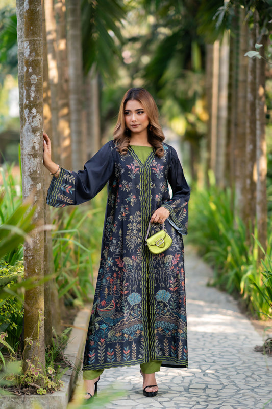 Midnight Garden Kurti Set