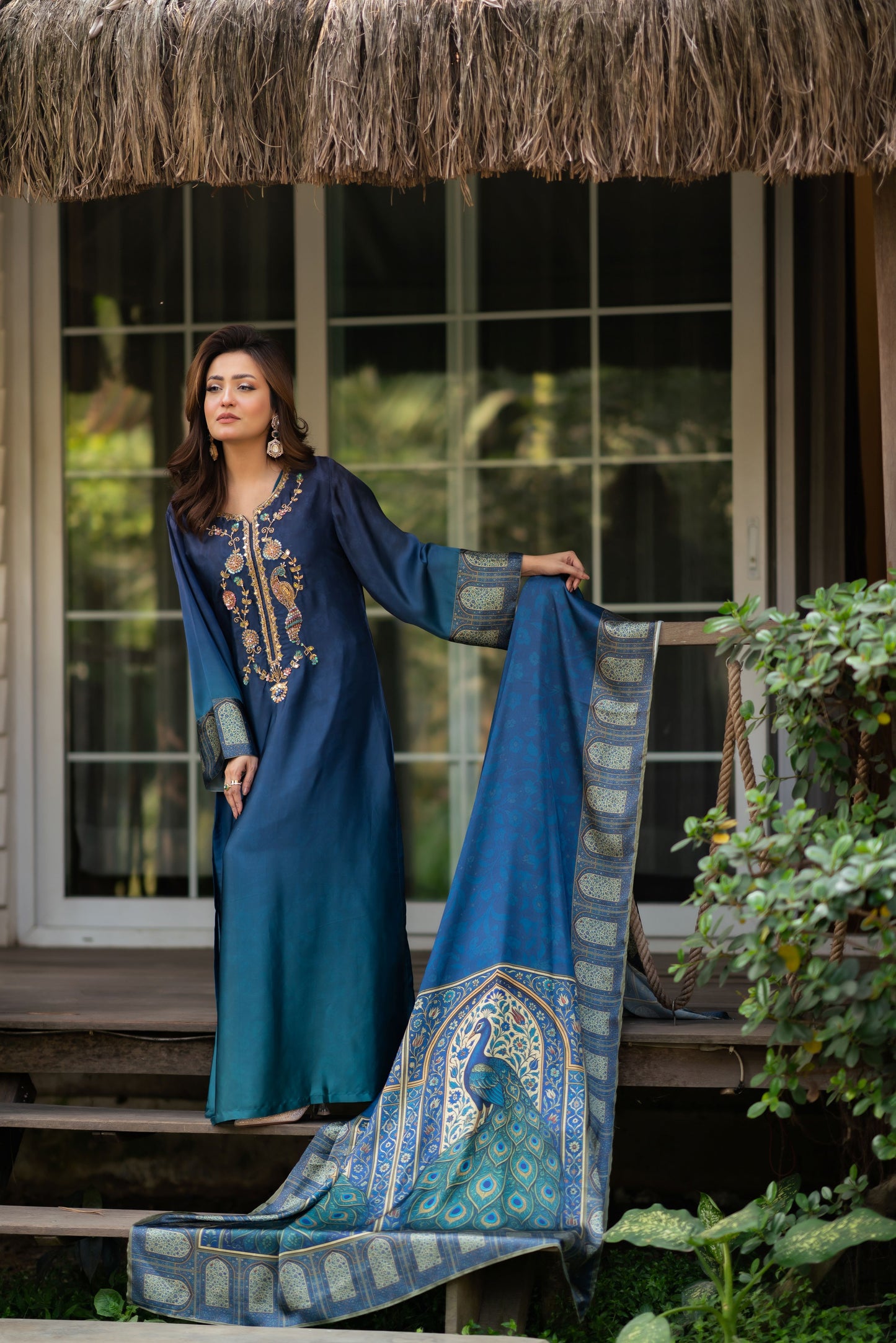 Sapphire Peacock Elegance Three Piece  set