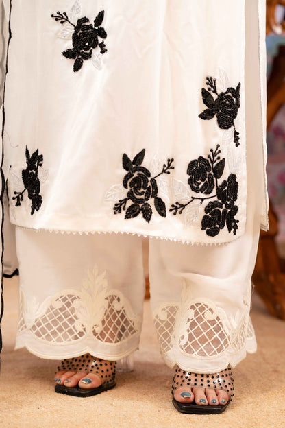 Ivory Lace Trim Pants