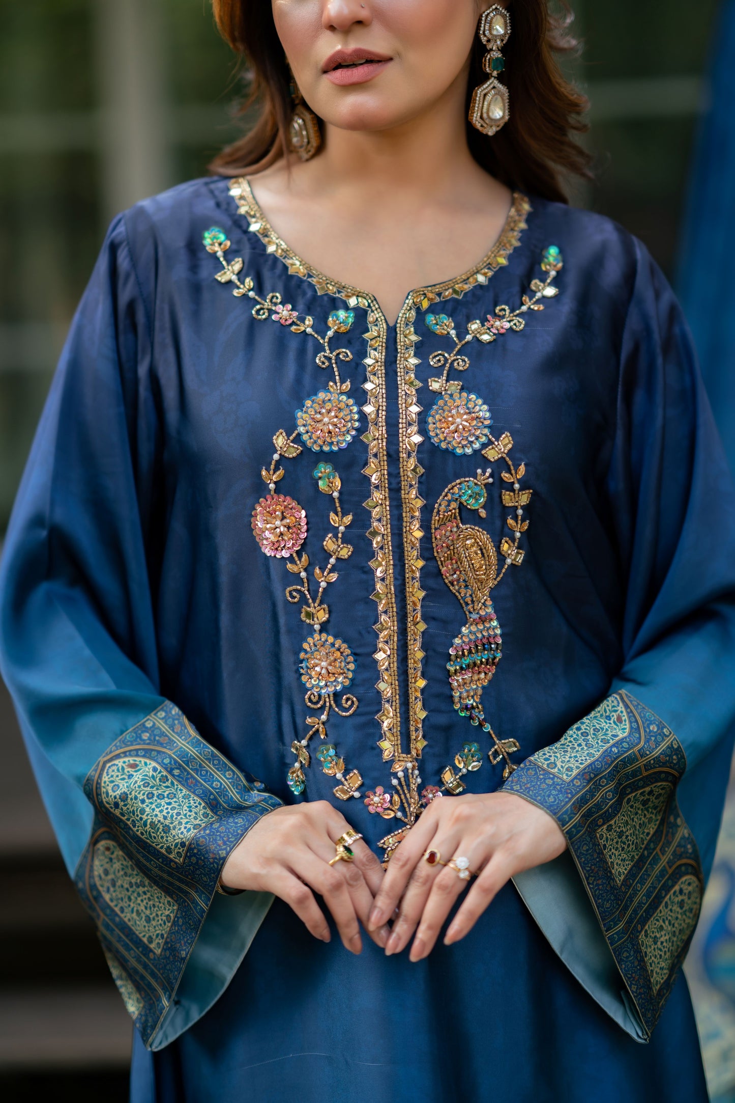 Sapphire Peacock Elegance Three Piece  set