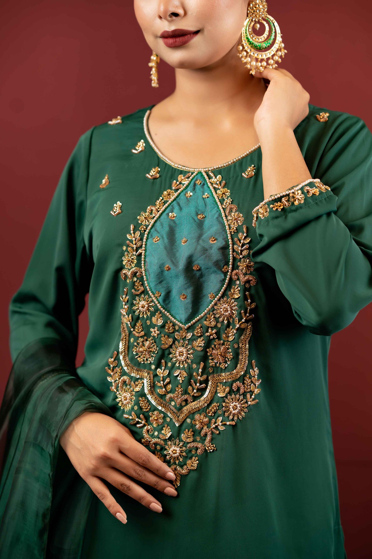 Royal Green Glamour Kameez