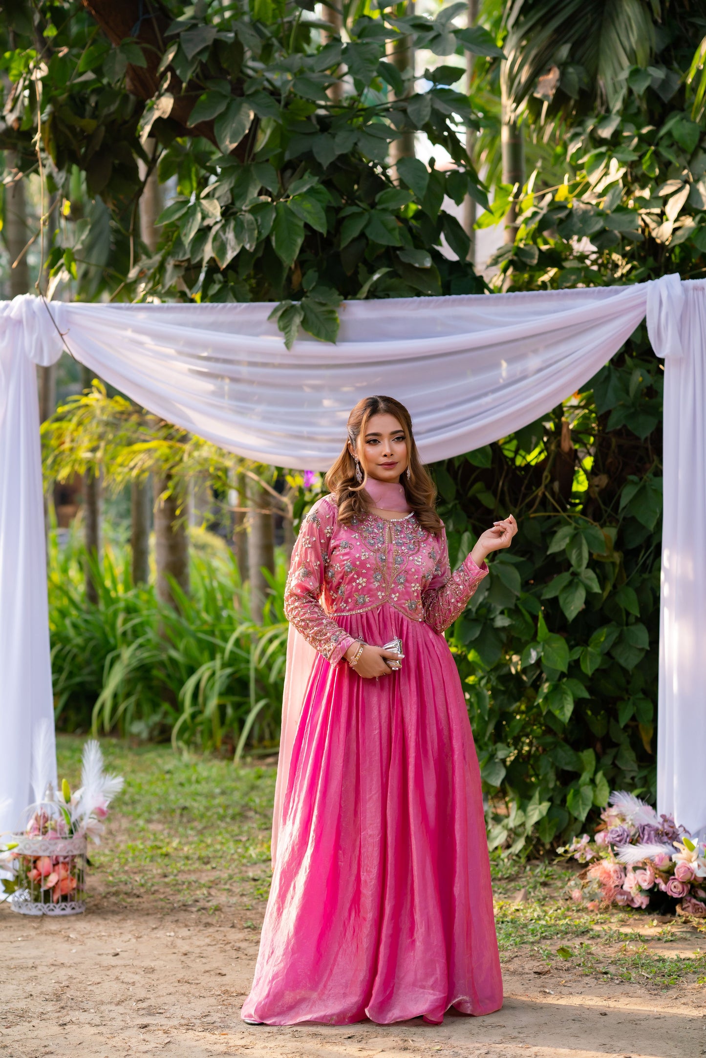 Rose Radiance Pink Festive Anarkali with Blush Dupatta