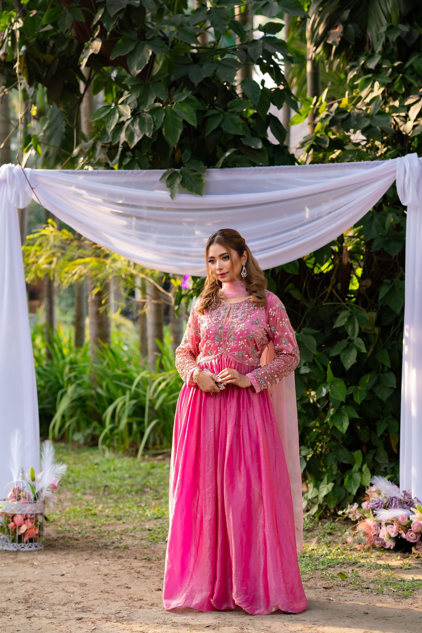 Rose Radiance Pink Festive Anarkali with Blush Dupatta