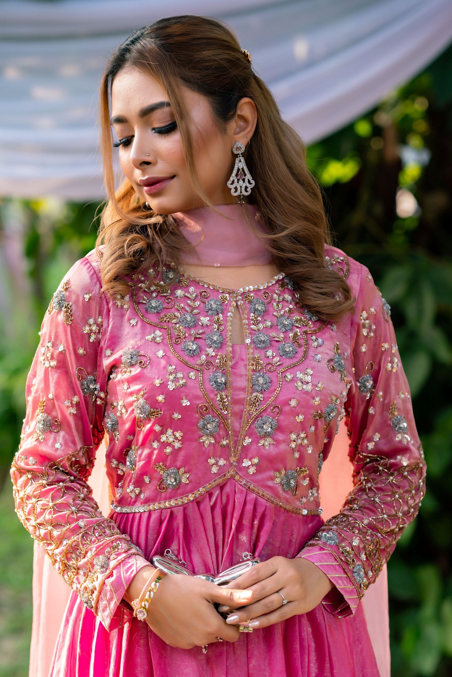 Rose Radiance Pink Festive Anarkali with Blush Dupatta
