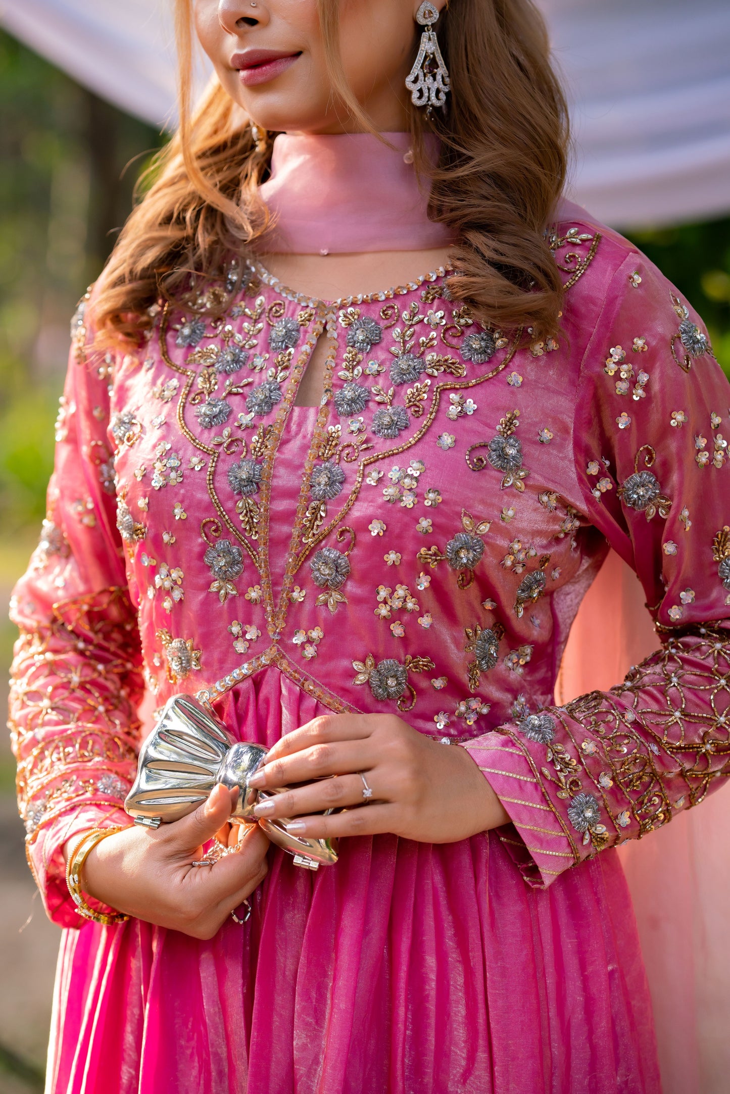 Rose Radiance Pink Festive Anarkali with Blush Dupatta