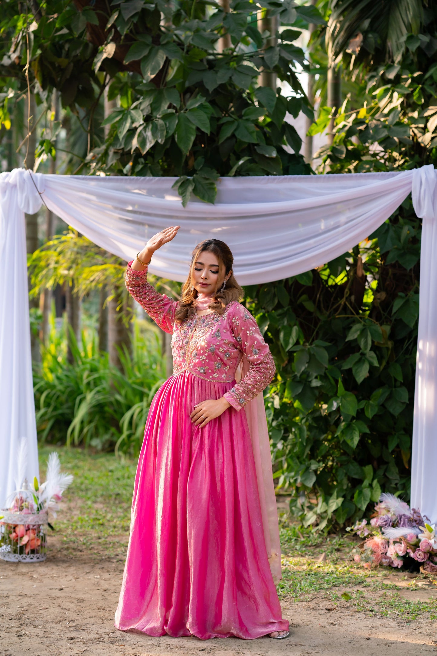 Rose Radiance Pink Festive Anarkali with Blush Dupatta