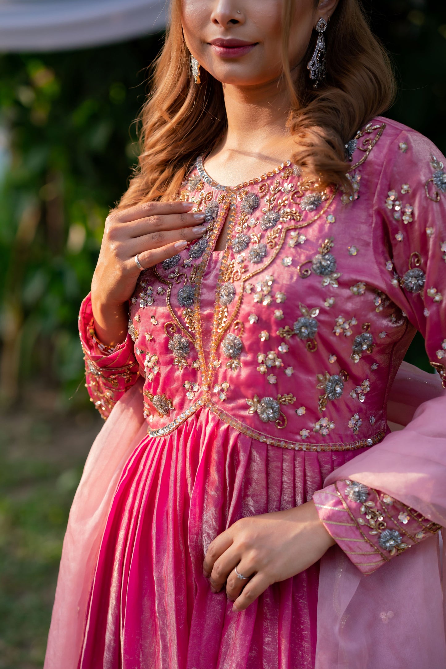 Rose Radiance Pink Festive Anarkali with Blush Dupatta